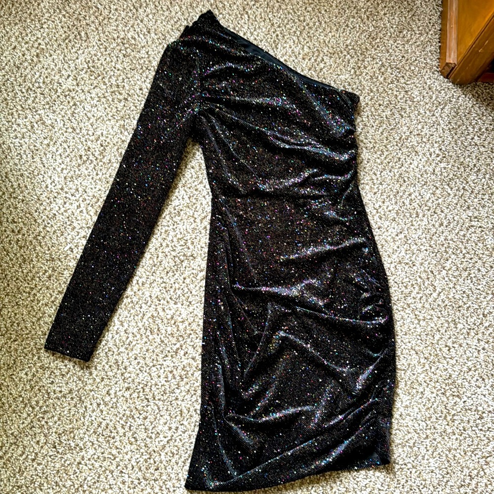 Black mini/ Homecoming dress, one shoulder